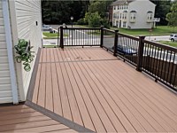 <b>Trex Transcend Tiki Torch Deck Boards-Lava Rock Feature Boards-Vintage Lantern Composite Railing with Black Aluminum Balusters in Middle River MD</b>